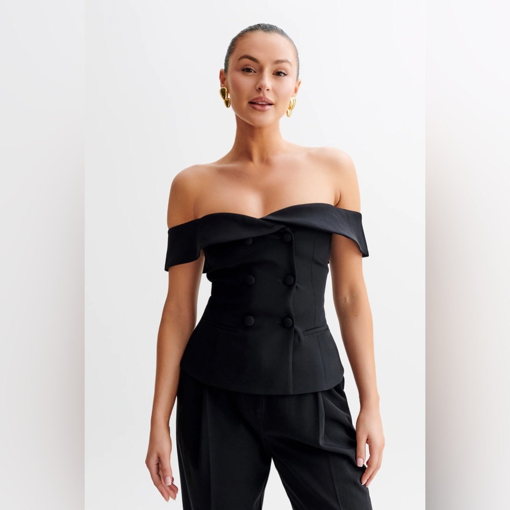 NWT Meshki Krista Strapless Suiting Top Black Size Extra Small